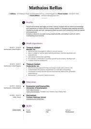 On this page you will find a link to a professionally written financial analyst cv template and also get tips on what points to focus on in your cv. Treasury Analyst Resume Example Kickresume