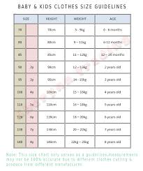 Baby Mama Shop Baby Kids Clothes Size Guidelines Size Chart