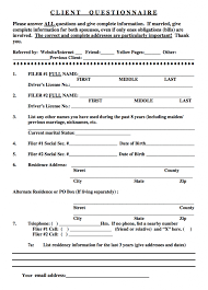 But, it's essential that when using the templates. Client Questionnaire Corey B Smith Bankruptcy Attorney