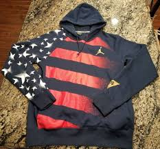 Air Jordan Hoodie Black And Red Nike Air Jordan Aj 7 Vii Olympic Stars And Stripes Hoodie Mens 848267 451 Large Striped Hoodie Air Jordans Nike Air Jordan