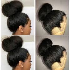 Bun Kinkystraight Natural Style Wig Number Is Ks333 Wig Hairstyles Front Lace Wigs Human Hair Human Hair Lace Wigs