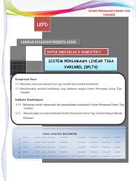 1 unit program linear sistem pertidaksamaan linear dua. Lkpd Spltv Eliminasi