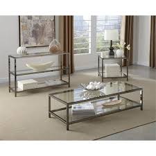 As the centrepoint of your living space, the modern coffee table must work to solidify your aesthetic, complement your layout, and maximize function. Coaster Ontario Glass Top End Table In Black Nickel 720227