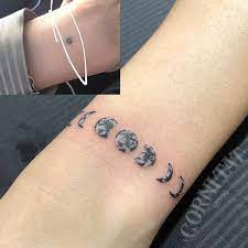 First Walk In Client Today Nina Got A Tiny Cover Up With Moon Phases Moonphases Moonphase Moontattoo Moon Ta Planet Tattoos Clever Tattoos Pagan Tattoo