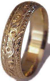 New Hand Engraved Man S 14k Yellow Gold 6mm Wide Wedding Band Ring Cmfort Fit Gold Wedding Rings Pink Wedding Rings Rings Mens Wedding Bands