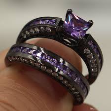 Black And Purple Wedding Ring Set Pin On Gorgeous Diamond Jewelry