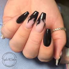Black Acrylic Nail Designs Coffin Black Flame Nails Black Acrylic Nail Designs Gold Acrylic Nails Black Acrylic Nails