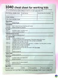 1040 Income Tax Cheat Sheet For Kids Consumer Math Life Skills Lessons Family And Consumer Science