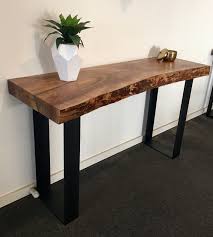 Recycled Elm Slab Hall Table With Black Flat Bar Metal Legs Rustic Entryway Table Live Edge Console Table Rustic Furniture