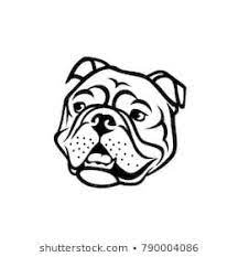 English Bulldog Face Isolated Outlined Vector Illustration Vector Art Bulldog Vector Illustration