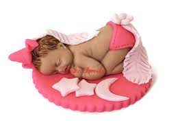Fondant Unicorn Baby Shower Cake Topper Baby Girl Sleeping Baby Unicorn Baby Cake Decoration Baptism Christening Handmade Edible