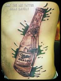 side beer tattoo by sink the ink