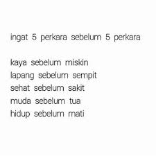 Detail ingat 5 perkara mp3 dapat kamu nikmati dengan cara klik tombol download mp3 di bawah, dan. Ingat 5 Perkara Sebelum 5 Perkara Quotes Instagram Posts Instagram
