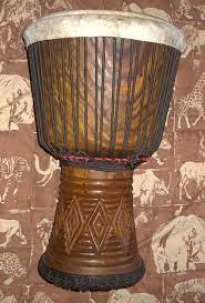 A Djembe Is A Rope Tuned Skin Covered Goblet Drum Played With Bare Hands Originally From West Africa According To The Bambara P Africa Art Drums African Drum