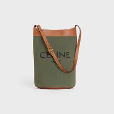 New leather wallet, bags and acceessories importing to bahrain. Medium Soft Bucket Bag In Textile With Celine Print And Calfskin Khaki Tan 192442cfe 15kz Celine
