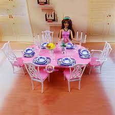 Barbie dining set babies kids toys walkers on carou. Miniature Furniture My Fancy Life Dining Room 2 For Barbie Doll House Toys For Girl Free Shipping Toys For 8 Year Olds Toy Scarftoy Gel Aliexpress