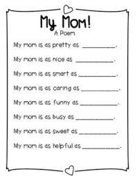 My Mom Is Preschool Poem Fill In Sheet Mothers Day Poems Mother S Day Printables Mother S Day Activities