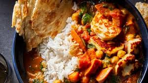 Sweet Potato Spinach And Halloumi Curry Recipe Allrecipes Com In 2020 Curry Recipes Sweet Potato Spinach Spinach Curry