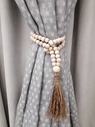 Solid brass leaf tassel hooks curtain tie back fabric tieback wall hook. Farmhouse Beaded Garland Farmhouse Decor Farmhouse Beaded Curtain Tie Backs Farmhouse Beads Boho Curtain Tie Backs Wooden Beads Curtains Window Treatments Home Living