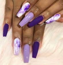 The design is also made with the sandwich technique encasing the glitter polish in the middle to protect them. Purple Nails Long Nails Ballerina Nails Acrylic Nails Purple Acrylic Nails Purple Nail Designs Summer Acrylic Nails