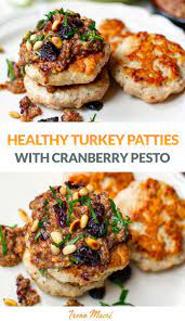 Healthy Turkey Rissoles With Cranberry Pesto Gluten Free Recipe Turkey Mince Recipes Turkey Patties Healthy Turkey