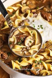 Creamy Beef Stroganoff Soup Is Made With Tender Chunks Of Beef Mushrooms Noodles In An Extra Delicious Bro Slow Cooker Beef Beef Barley Soup Beef Stroganoff
