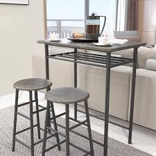 $20.00 coupon applied at checkout. 3 Piece Bar Table Set Pub Table Counter Height Dining Set Table And 2 Stools With Storage Rack For Kitchen Home Overstock 32902411