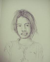 Crying Boy" 4" x 6," 2.5 mm calligraphy pen