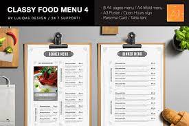 classy food menu 4 food menu food menu template menu template