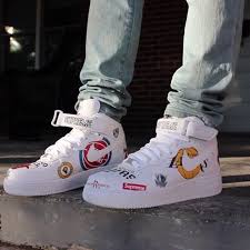 Air Force 1 Mid Supreme Nba White White Nike Shoes Sneakers Custom Nike Shoes