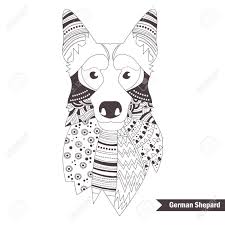 German shepherd coloring page to color, print or download. German Shepherd Coloring Book For Adult Antistress Coloring Royalty Free Cliparts Vectors And Stock Illustration Image 59773353