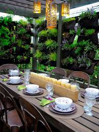 Private Dining There S No Waiting For Shrubs Or Vines To Grow To Achieve Privacy Here A Stunning Wall Of Containe Outdoor Dining Room Outdoor Rooms Patio