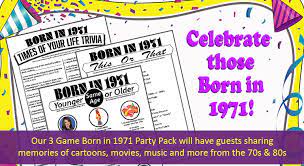 Also, see if you ca. 50th Birthday Party Games Born In 1971 Game Pack