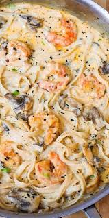 Creamy Shrimp Pasta With Mushrooms In Alfredo Sauce Pasta Seafood Avec Images Recettes De Cuisine Recette De Plat Cuisine