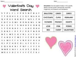 Valentine S Day Word Search Answer Key Included Valentines Day Words Valentines Candy Cards