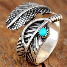 As low as $25.89 regular price $36.99. Feather Turquoise Ring Sterling Silver 925 Thumb Boho Bohemian Adjustable Size Ebay