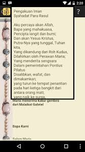 Doa aku percaya aku percaya akan allah, yang naik ke surga, bapa yang mahakuasa, duduk di sebelah kanan allah bapa pencipta langit dan bumi katolik yang kudus, yang menderita sengsara persekutan para kudus, dalam pemerintahan pontius pilatus pengampunan dosa, disalibkan, wafat. Laudate 9a Pendalaman Iman Katolik