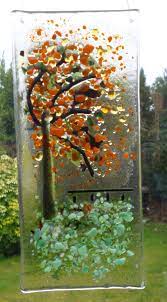Fused Glass Tree Suncatcher A Windy Day In Autumn Suncatcher Etsy Fused Glass Tree Stained Glass Tree Stained Glass Diy