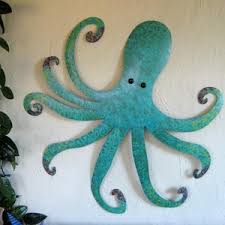 Octopus 48in Handmade Metal Wall Art Sculpture Tropical Beach Coastal