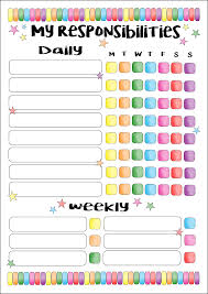 Kids Reward Chart Chore Chart Responsibility Chart Kids