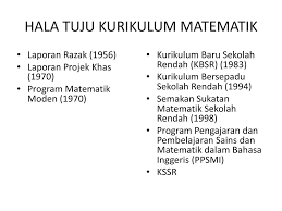 Kurikulum yang pertama di indonesia disebut dengan rentjana pelajaran 1947 yang menekankan pada pembentukan karakter masyarakat indonesia sebagai manusia yang merdeka dan berdaulat. Perkembangan Kurikulum Matematik Ppt Download