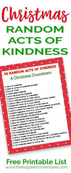 Christmas Random Acts Of Kindness Printable List Of Good Deeds
