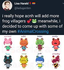 Gigi frog villagers animal crossing. Frog Villager Designs By Ladugarden Twitter Animalcrossing