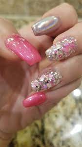 Mothers Day Pink Glitter And Chrome Nails Spring 2018 Short Nail Designs Dipped Nails Chrome Nails