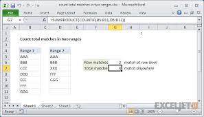 Excel Formula Count Total Matches In Two Ranges Exceljet