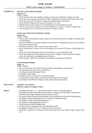 Game Programmer Resume Samples Velvet Jobs