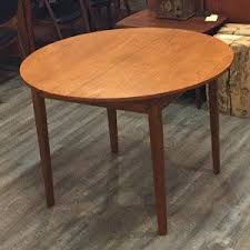 Mid Century Modern Compact Round Teak Dining Table With Butterfly Leaf Vintage Home Boutique 1 Teak Dining Table Dining Table Mid Century Modern