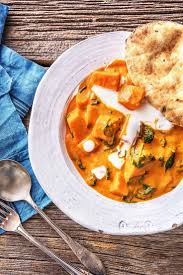 Indisches Susskartoffel Korma Curry Mit Spinat Kokosmilch Und Naan Brot Kinder Pinnes Korma Naan Brot Indisches Essen