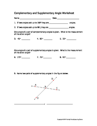 Complementary Supplementary Angles Worksheet Tpt