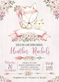 Fox Baby Shower Invitation Woodland Fox Invitation Pink Fox Invite Baby Fox Baby Shower Invite Boho Rustic Instant Download Template In 2021 Fox Baby Shower Invitations Fox Baby Shower Woodland Baby